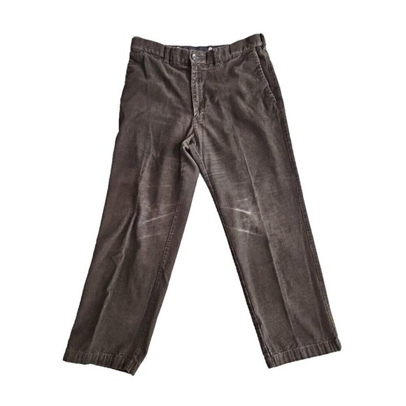 Haggar Corduroy Pants Men's 36x29 Dark Brown Premium Stretch WPL 386 Adjustable - Picture 1 of 16